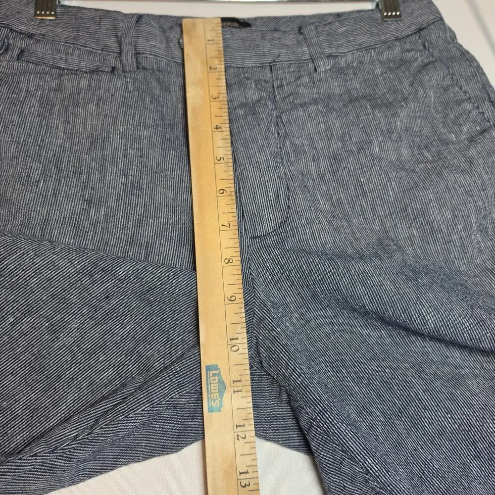 Banana Republic Mens Shorts 30 Linen Cotton Blend Striped Gray Blue Summer Beach